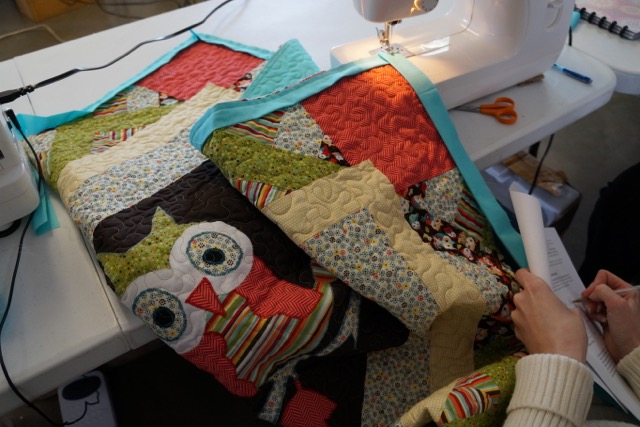 quilt edge being sewn