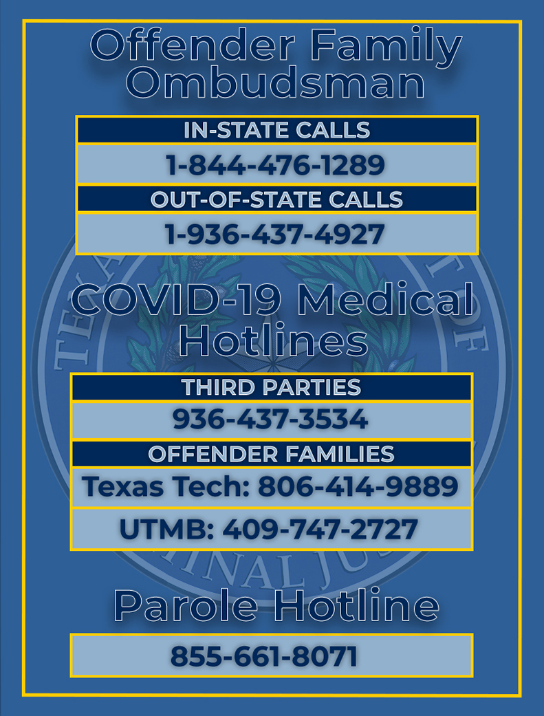 blue box with telephone numbers to hotlines